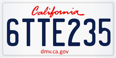 CA license plate 6TTE235