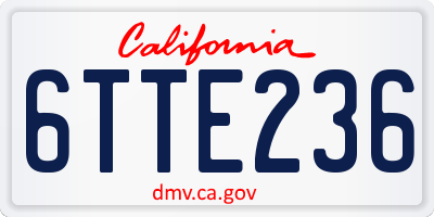 CA license plate 6TTE236