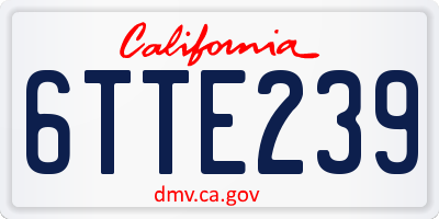CA license plate 6TTE239