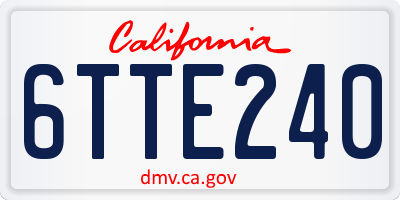 CA license plate 6TTE240