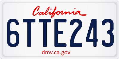 CA license plate 6TTE243
