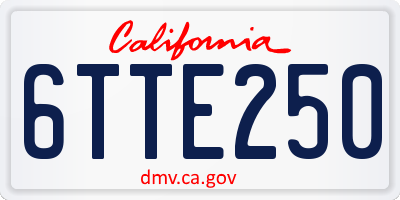 CA license plate 6TTE250
