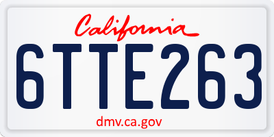 CA license plate 6TTE263