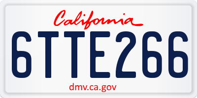 CA license plate 6TTE266