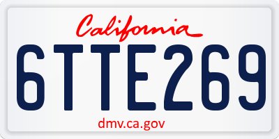 CA license plate 6TTE269