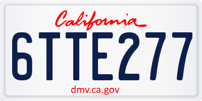 CA license plate 6TTE277