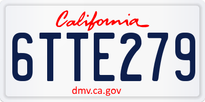 CA license plate 6TTE279