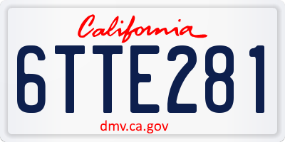 CA license plate 6TTE281