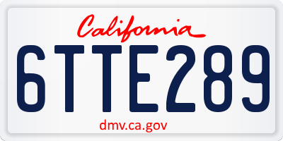 CA license plate 6TTE289
