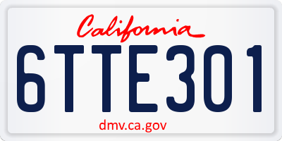 CA license plate 6TTE301