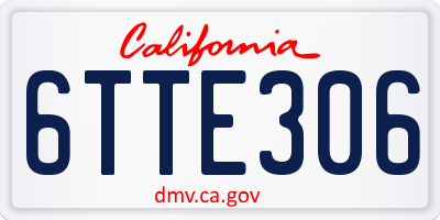 CA license plate 6TTE306