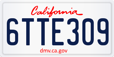 CA license plate 6TTE309