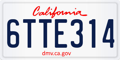 CA license plate 6TTE314