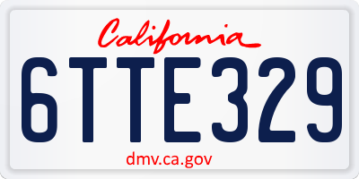 CA license plate 6TTE329