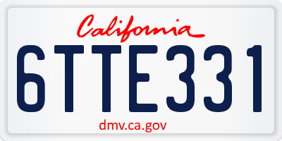 CA license plate 6TTE331