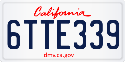 CA license plate 6TTE339