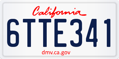 CA license plate 6TTE341