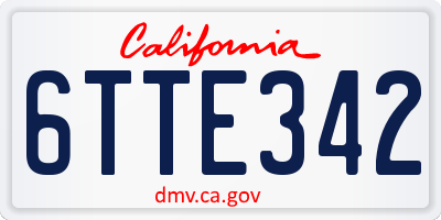CA license plate 6TTE342