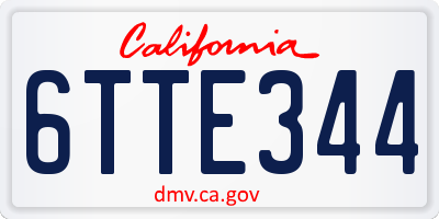 CA license plate 6TTE344