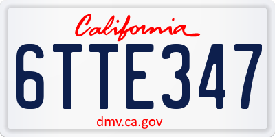 CA license plate 6TTE347