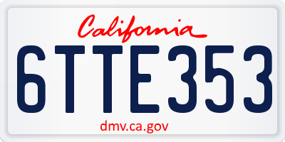 CA license plate 6TTE353