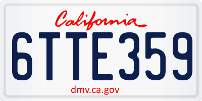 CA license plate 6TTE359