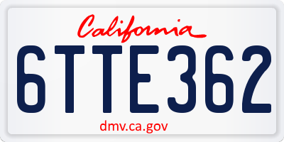 CA license plate 6TTE362