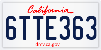 CA license plate 6TTE363