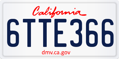 CA license plate 6TTE366