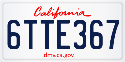 CA license plate 6TTE367