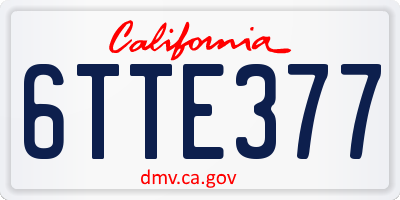 CA license plate 6TTE377