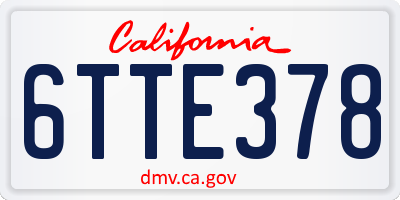 CA license plate 6TTE378