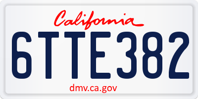 CA license plate 6TTE382