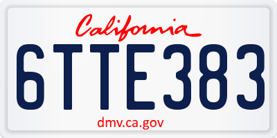 CA license plate 6TTE383