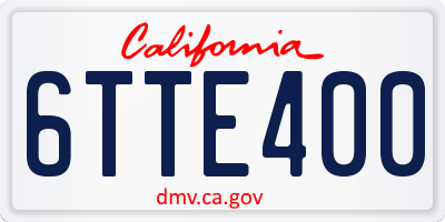 CA license plate 6TTE400