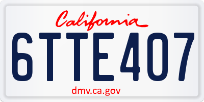 CA license plate 6TTE407