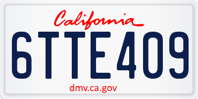 CA license plate 6TTE409