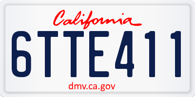 CA license plate 6TTE411