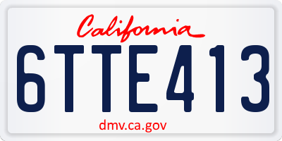 CA license plate 6TTE413