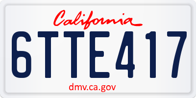 CA license plate 6TTE417
