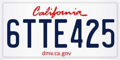 CA license plate 6TTE425