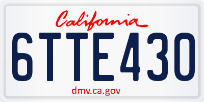 CA license plate 6TTE430