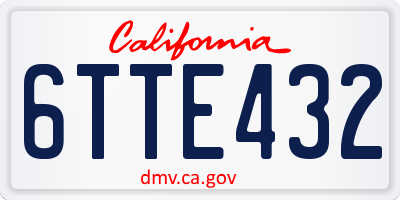 CA license plate 6TTE432