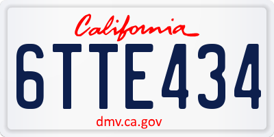 CA license plate 6TTE434