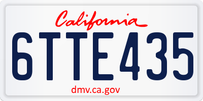 CA license plate 6TTE435