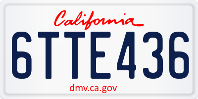 CA license plate 6TTE436