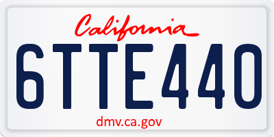 CA license plate 6TTE440