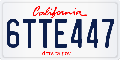 CA license plate 6TTE447