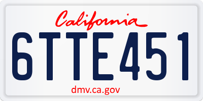 CA license plate 6TTE451