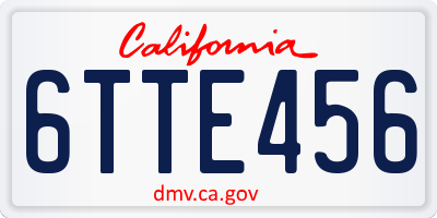 CA license plate 6TTE456